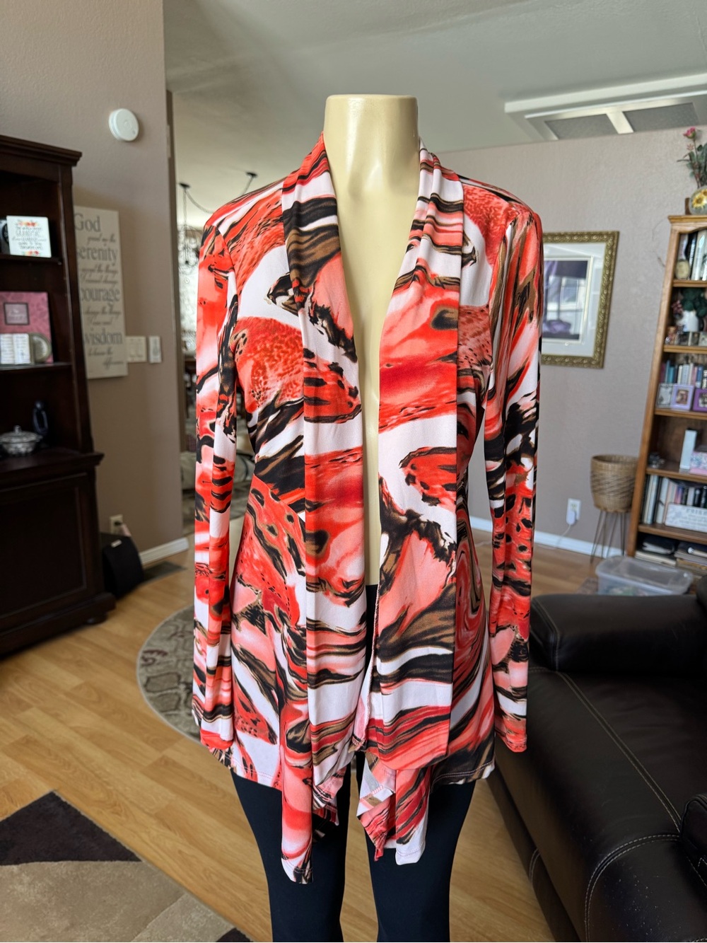 Jostar abstract multicolored open front long sleeves cardigan-size XL
